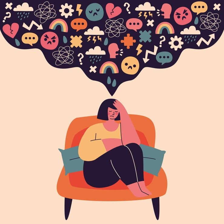 Bipolar Mood Disorder Illustration representing changing moods and emotional wellbeing