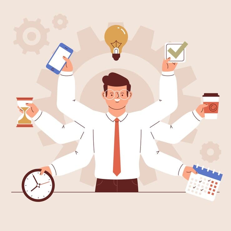 Productivity Management Illustration of a person organizing tasks and priorities