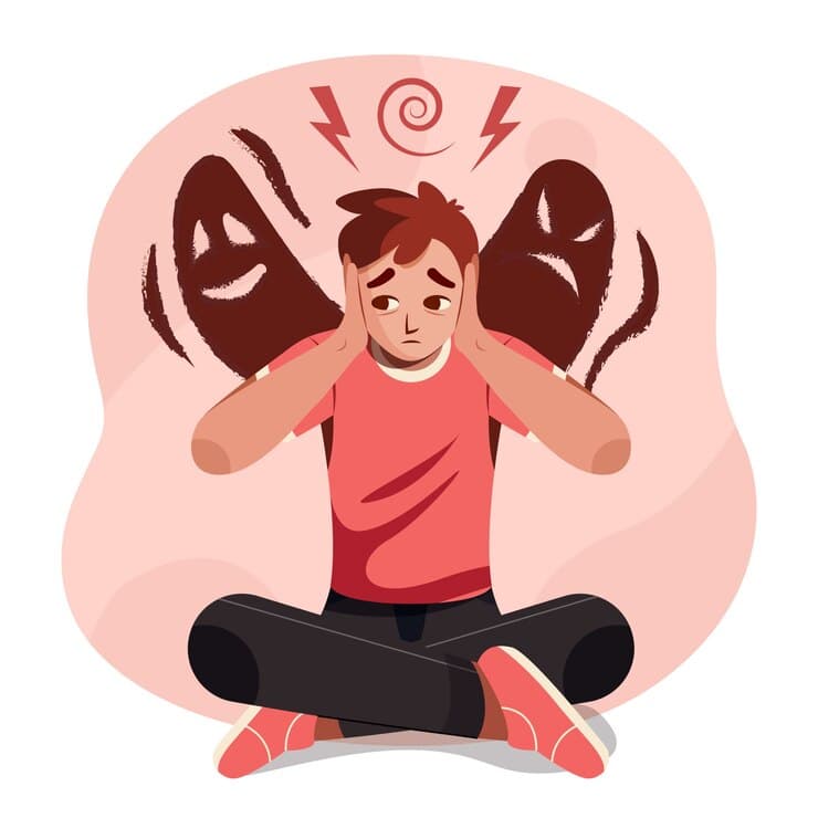 Schizophrenia Therapy Illustration of a person experiencing mental health symptoms
